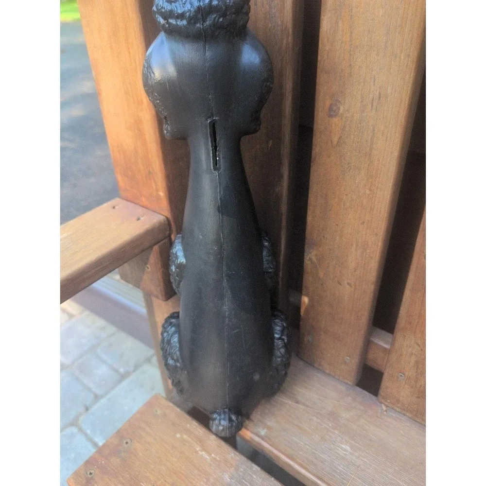 Vintage Large Plastic Blow Mold Black Poodle Bank 17.5 